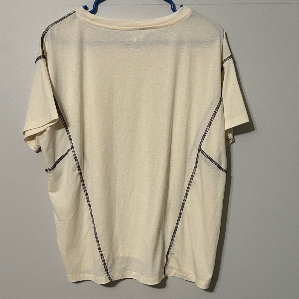 Lou & Grey Cream Tee with Black stitching. Small. EUC. - Picture 5 of 6
